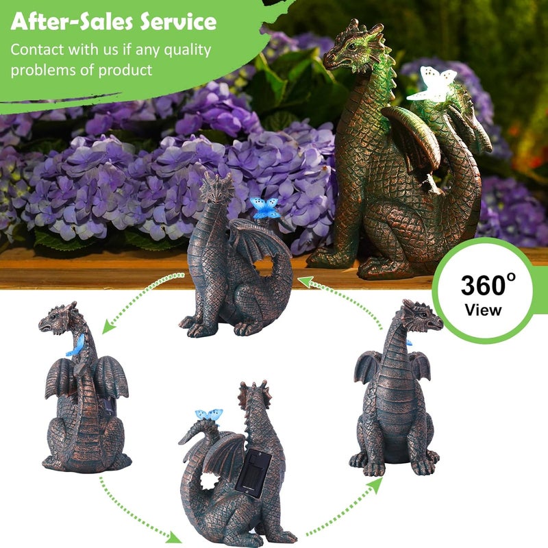 Nacome Solar Dragon Outdoor Statues for Garden: Outside Decor with Butterfly Clearance for Yard Art Lawn Ornaments Porch Patio Balcony Home House for Grandma Mom Women - Image 3